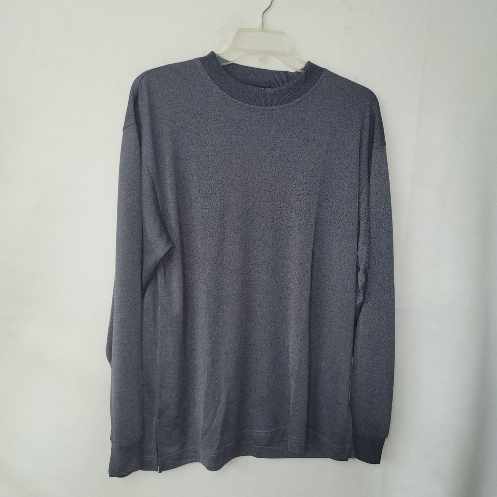 Tulliano Silk Blend Sweater Mens XL‎ Gray Mock Neck Long Sleeve Marl Knit